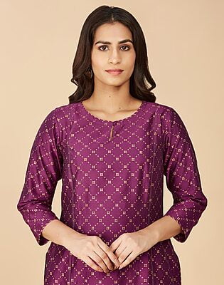Cotton Silk Printed Long Kurta Cotton Silk Printed Long Kurta